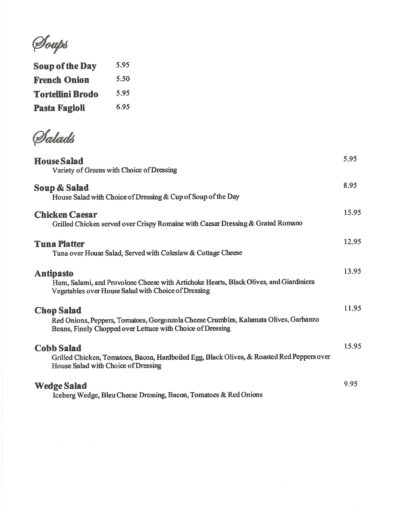 Menus | Figaro's Italian Restaurant