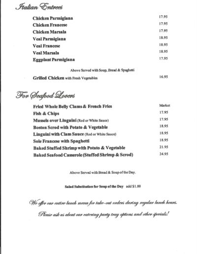 Menus | Figaro's Italian Restaurant